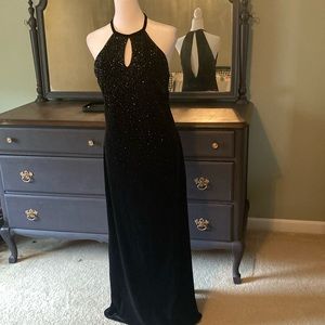 JR NITES Black velvet glitter gown size 6
